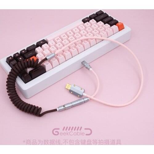 GeekCable Handmade Customized Mechanical Keyboard Data Cable For GMK Theme MAXKEY Keycap Line Flamingo Colorway
