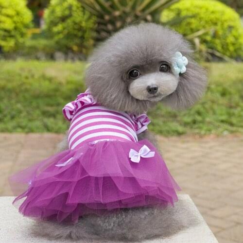 Summer Sweet Bow Knot Pet Striped Dress Dog Gauze Dress Pet Princess Dress Cat Skirt For Small Medium Dog Teddy Chihuahua Perros