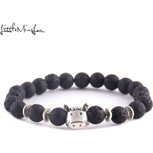 Fashion Horse Charm women bracelet Lava Natural Stone Beads yoga Bracelets & Bangles for women Jewelry accessories