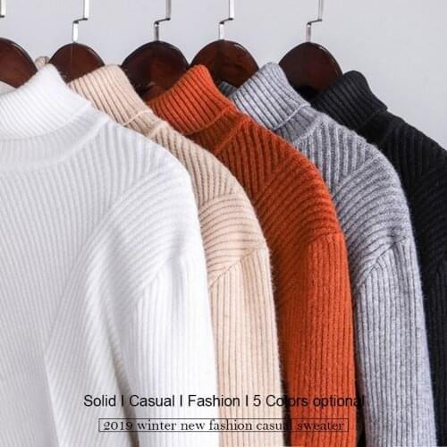 NIGRITY Brand 2019 Men Winter Sweaters Mens Solid Turtleneck Pullover Sweaters Male Slim Fit Knitted Pullovers 5 Colors optional