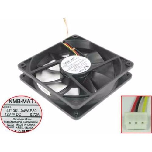 NMB-MAT 4710KL-04W-B59 M01 DC 12V 0.72A 3-wire 120X120X25mm Server Cooling Fan