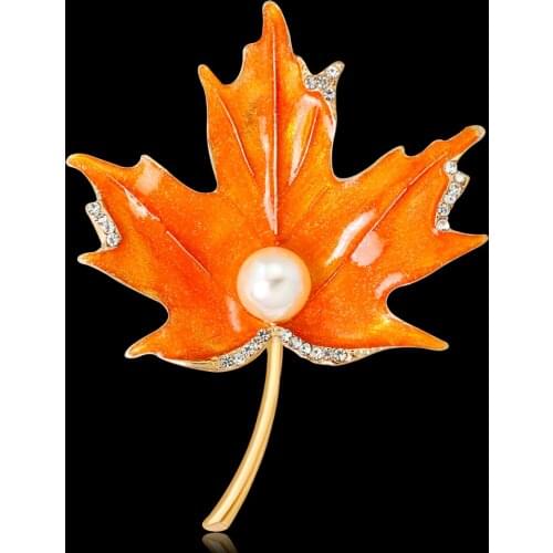 New Beauty Enamel Green Leaf Brooches For Women Weddings Party Office pearls Brooch Pins Gifts