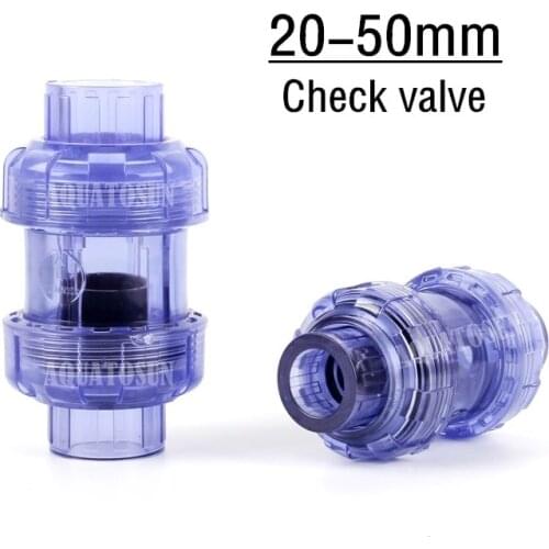 PVC One Way Check Valve Transparent Union Non-Return Valve PVC Pipe Fittings Plumbing System Parts Water Tube Connector