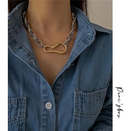 PerisBox Chunky Single Strand Twisted Cuban Chain Necklaces Minimalist Punk Hip Hop Necklaces For Women Jewelry 2020 Hot