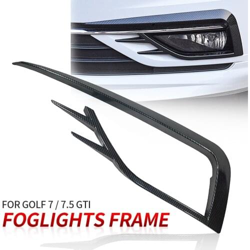 2pcs/set For Golf 7 7.5 Front Fog Light Cover Trim ABS Carbon Fiber Foglights Frame Car Sticker Fog Lampshade Auto Accessories