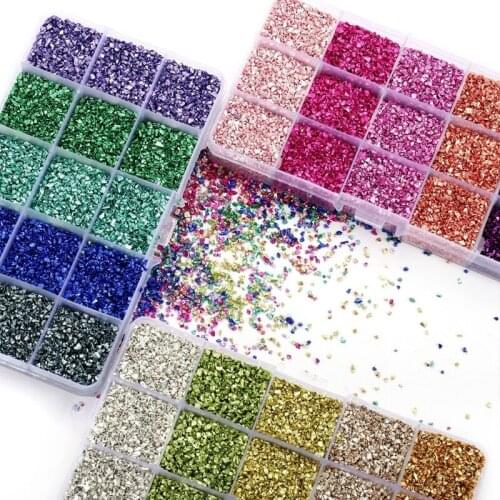 Multi-color Crushed Glass Stones Resin Fillings Set for DIY Epoxy Resin Mold Irregular Nail Art Decoration Jewelry Kits
