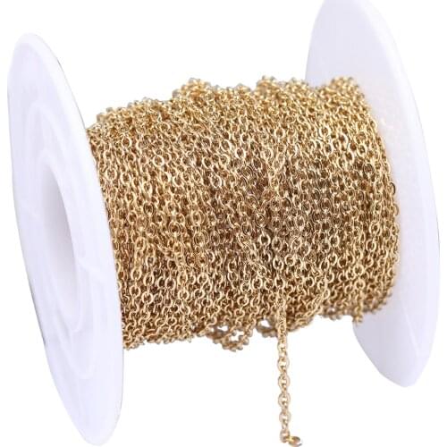 Reidgaller 10meters/roll 1.5x2mm stainless steel gold plated diy metal link chains for necklace jewelry making