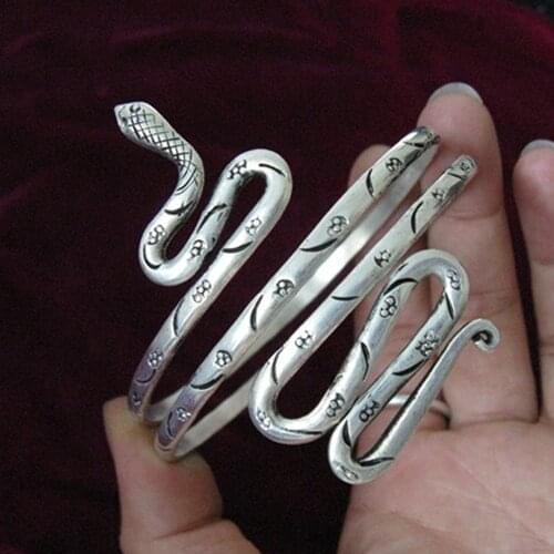 Charming Miao jewelry hand Miao silver bracelet arm ring plate snake bracelet>>>silver for women Free shipping