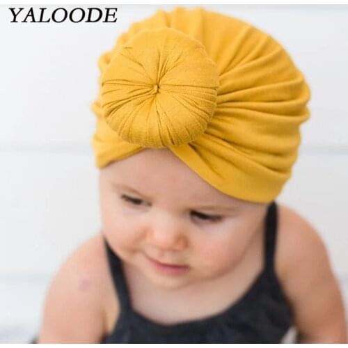 YALOODE 2020 New Baby Hat Cute Donuts Baby Girl Boy Hat Soft Cotton Newborn Baby Turban Caps Infant Toddler Beanie Cap Bonnet