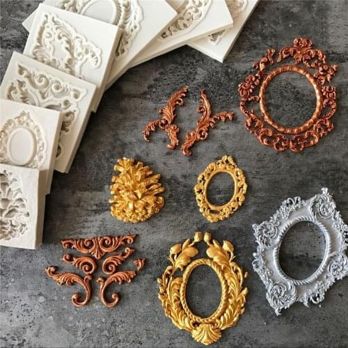 DIY Silicone Mold Baking Pan Cake Decorating Tools Retro Frame Chocolate Soap Mold Cake Stencils Kitchen Sugar craft Tools