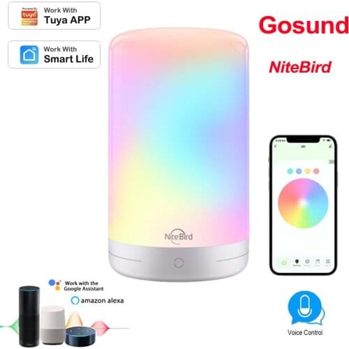 NiteBird Tuya Smart Touch Dimmable RGB Table Lamp Bedroom Atmosphere Light Gosund App Control Compatible With Alexa Google Home