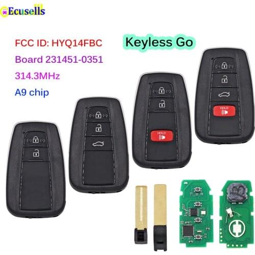 Smart Prox Remote Key ASK 314.3MHz A9 Chip for Toyota Camry 2018 2019 2020 FCC ID HYQ14FBC 231451-0351 G 89904-06220 89904-06240