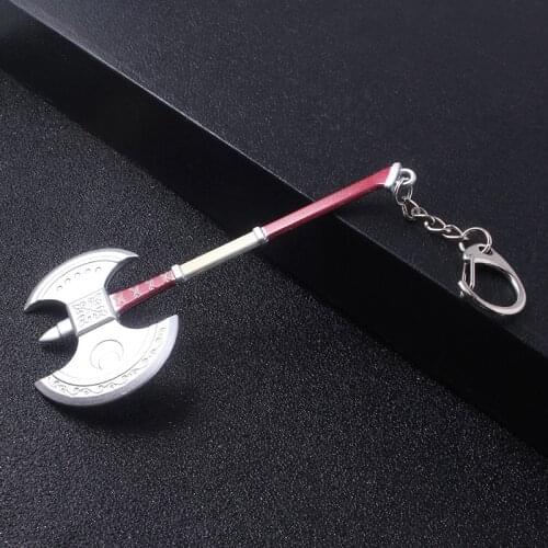 Japanese Game Persona 5 P5 Haru Okumura Axe Keychain Alita Damascus Knife Key Chain for Men Jewelry