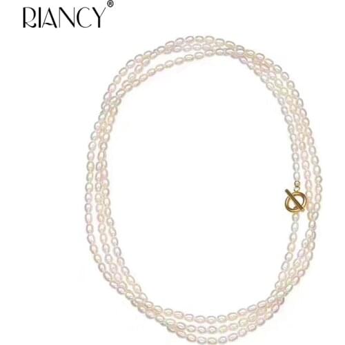 Fashion Long Pearl Necklace white Natural freshwater small Pearl Sweater chain for Women Pearl Jewelry wedding gift