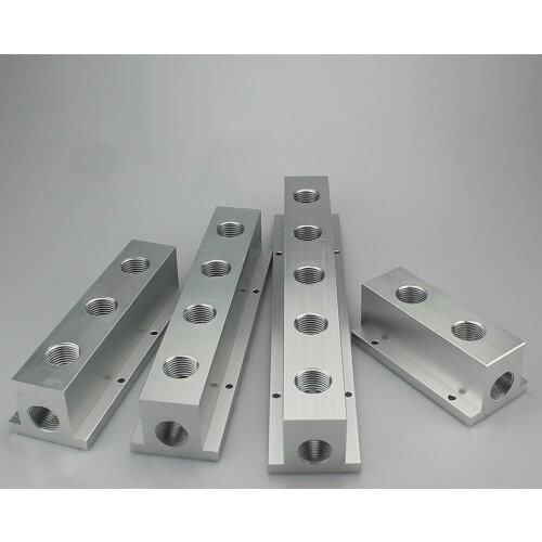 1/2" BSP Female 2 3 4 5 6 8 Ways 4-10 Ports Solid Aluminum T-Shape Air Manifold Block Splitter