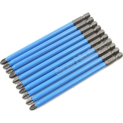 10Pcs Magnetic Pozidriv PZ2 PZ3 Screwdriver Bit Set 1/4 Hex Shank Anti Slip Electric Screwdriver Power Tools 50mm 100mm 150mm