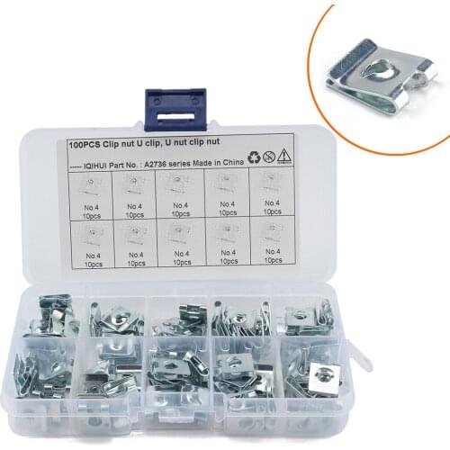 -100 Pieces - Blue White Zinc U-shaped Reed Nut, Clip Nut, Automobile Interior Trim Panel