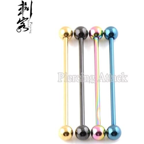 14 Gauge Titanium Anodized Ball Industrial Barbell Mixed Colors ear piercing Body Jewelry