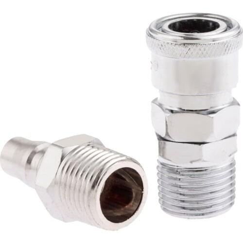 2pcs/set SM40+PM40 Pneumatic Part Euro Air Line Hose Compressor Connector Quick Release 1/2" BSP Male Thread Coupler Parts Tools