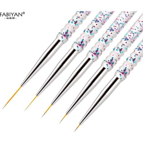 Nail Art 5Pcs/Set Liner Painting Brush DIY UV Gel Grid Line Stripes Drawing Pen Acrylic Handle Manicure Tools 7/9/11/15/20mm