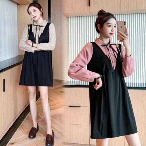 9565# Nursing Maternity Clothing Loose False Two-piece Dress for Pregnant Women Pregnancy Nursing Dress