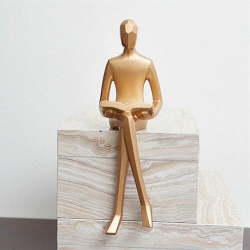Abstract Characters Golden Crystal Ball Figure Statue Desk Decoration Home Trend Decoration Gifts
