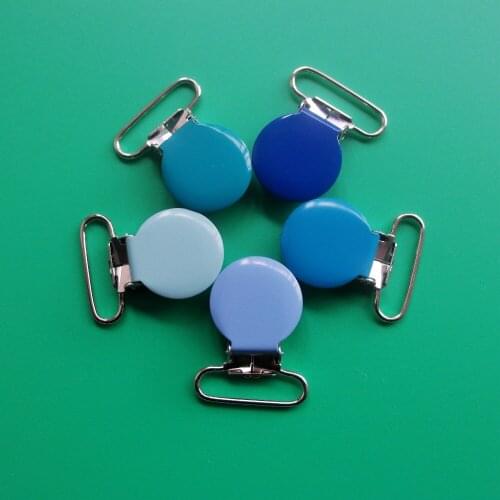 Free Shipping 210pcs 1" 25MM Enamel Round Colored Metal Suspender Clips Pacifier Clip With Plastic Teeth,Mixed 21 Colors