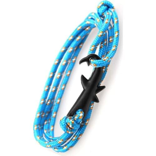 Black Shark Rope Bracelets For Women Men Anchor Bracelet Tom-Hopes Ocean Jewelry Pulseira Masculina
