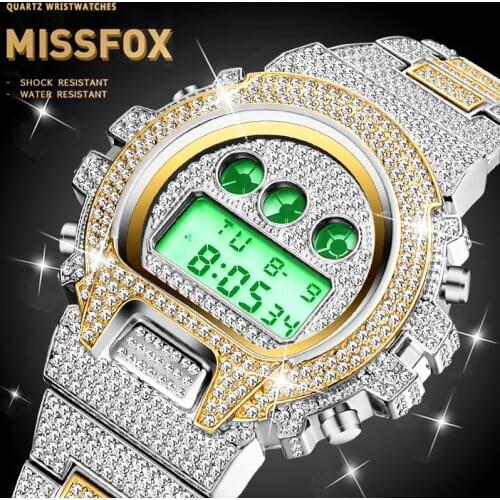 Men Watch Multifuction Digital Dropshipping MISSFOX G Style Shock Sport Watches Alarm Clock Luminous Gold Diamond Wrist Watches