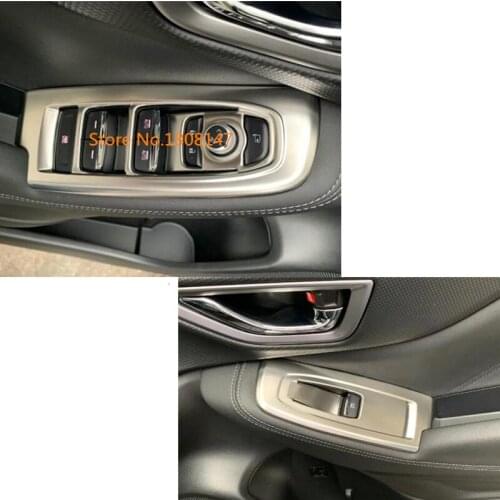 For Subaru Forester 2018 2019 2020 Car ABS Silver Door Window Glass Panel Armrest Lift Switch Button Trim Frame Molding 4pcs