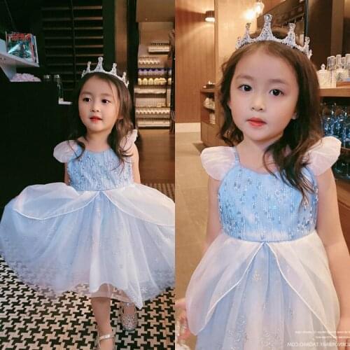 Cosplay Elegant Princess Dress Princess Clothes for Girls Elza Costume Baby Children Girls Halloween Carnival Party Dress