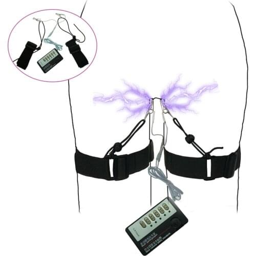 Electric Shock Clit Nipple Clip Vibrator Pussy Labia Nipple Clamp Masturbation Vibrating Bondage Leg Sex Belt for Women Sex Toys