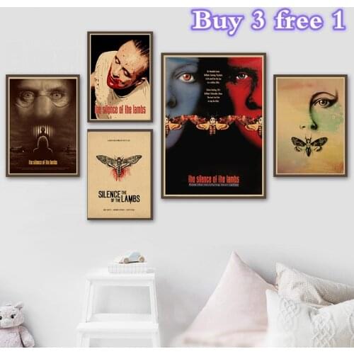 The Silence Of The Lambs Movie Kraft Paper Poster Prints Oil Painting Wall Art Murals Pictures For Bedroom Decoration