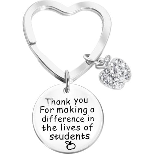 Personalized Womens Keychains Graduation Gift Stainless Steel Lettering Key Chain Ring Teachers Day Gifts Jewelry Accessories