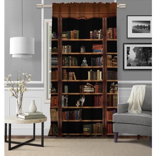 Cipcici Bookshelf Single Blackout Curtain Unisex Kids Room Living Room Bedroom Unisex Child Decorative Brown Elite Man Woman