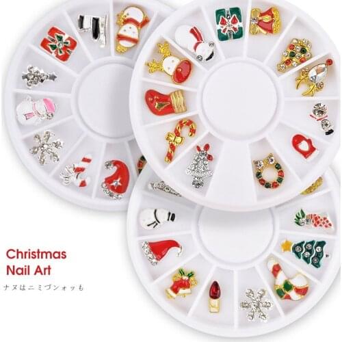 Nail art wheel jewelry newest 3D Christmas nail art metal decorations combination wheel professional nail art salon supplies