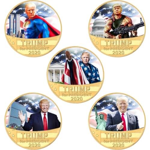 Donald Trump 2020 Gold Plated Coin Collectibles with Coin Holder USA President Original Coin Set Gifts for Man Dropshipping