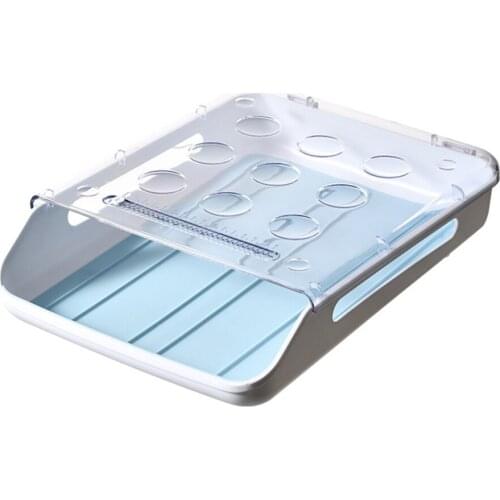 Kitchen Eggs Tray Plastic Built-in Silicone Pad Transparent Food Preservation Boxs Organizer Refrigerator Storage Container
