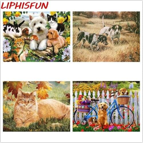 Square full drill diamond embroidery dog needlework cross stitch set square diamond painting animal cat wall picture painting