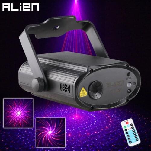 ALIEN Mini 8 Red Blue Patterns Laser Stage Lighting Projector Effect DJ Disco Party Club Birthday Laser Decoration Soundlights