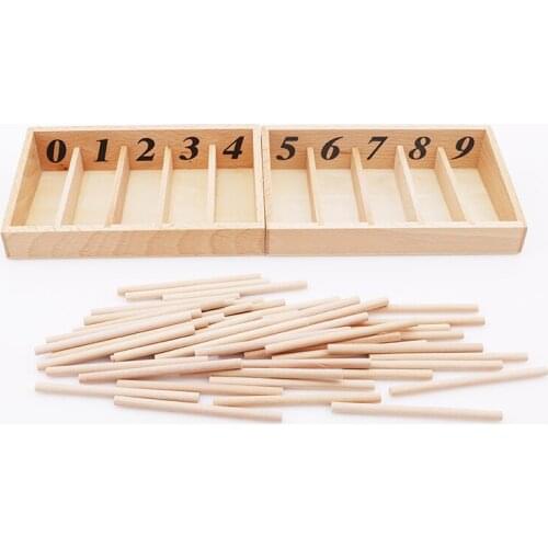 Montessori Educational Wooden Toys for Children Spindle Box with 45 Spindles Math Learning Spindle Rod Family Version