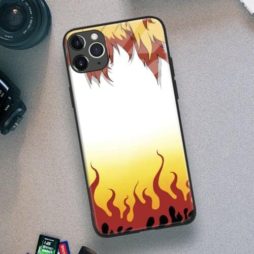 Kyojuro Rengoku Kimetsu No Yaiba Anime Soft TPU Glass Phone Case for IPhone SE 6s 7 8 Plus X Xr Xs 11 12 Mini Pro Max Samsung
