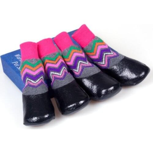 Retail Outdoor Waterproof Dog Socks For Pets Cotton Socks For Cats Non-slip Pet Socks Rubber Sole Black Red Pink Yellow Socks