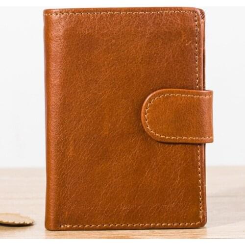 New Mens Wallet Mens Leather Short Two-fold Wallet Vertical Leather Wallet Mens Wax Leather Bag