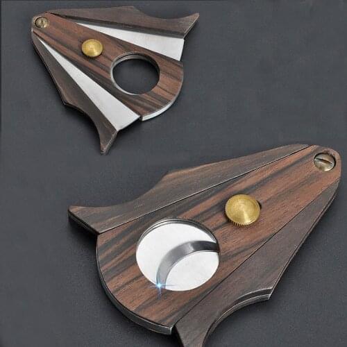 Double Blades Sharp Cigar Cutter Stainless Steel Pocket Gadgets Wooden Cigarette Knife Cuban Smoking for COHIBA