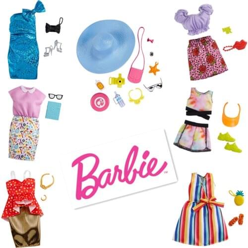 Barbie Original Mix Dolls Fashion Clothe Outfits Dress Elega Shoes Set Toys For Girls Children Accessories Play House Party