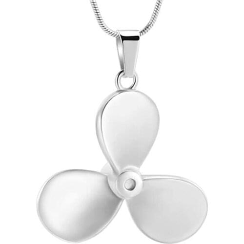 High Polished 316L Stainless Steel Propeller Cremation Jewelry For Ashes Of Loved Ones Keepsake Memorial Urn Necklace Men