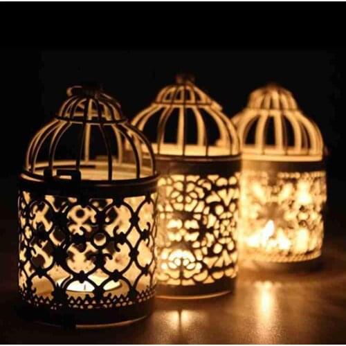 Hollow Holder Birdcage Candlestick Tealight Hanging Lantern Bird Cage Vintage Retro Candlestick Lantern Home Party Decor