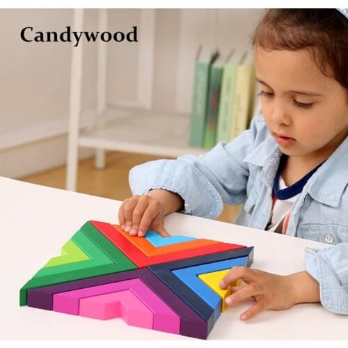 2018 New Wooden Puzzle Right Angle Puzzle Games Educational Toys For Children Jigsaw Puzzle Wood Developing Toys For Boys Girls