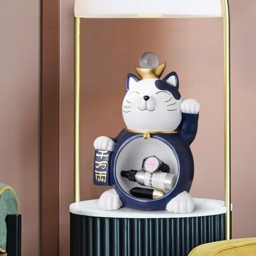 Resin crafts creative Nordic ornaments living room TV cabinet porch wine cabinet decoration home Zhaocai meow storage pendulum